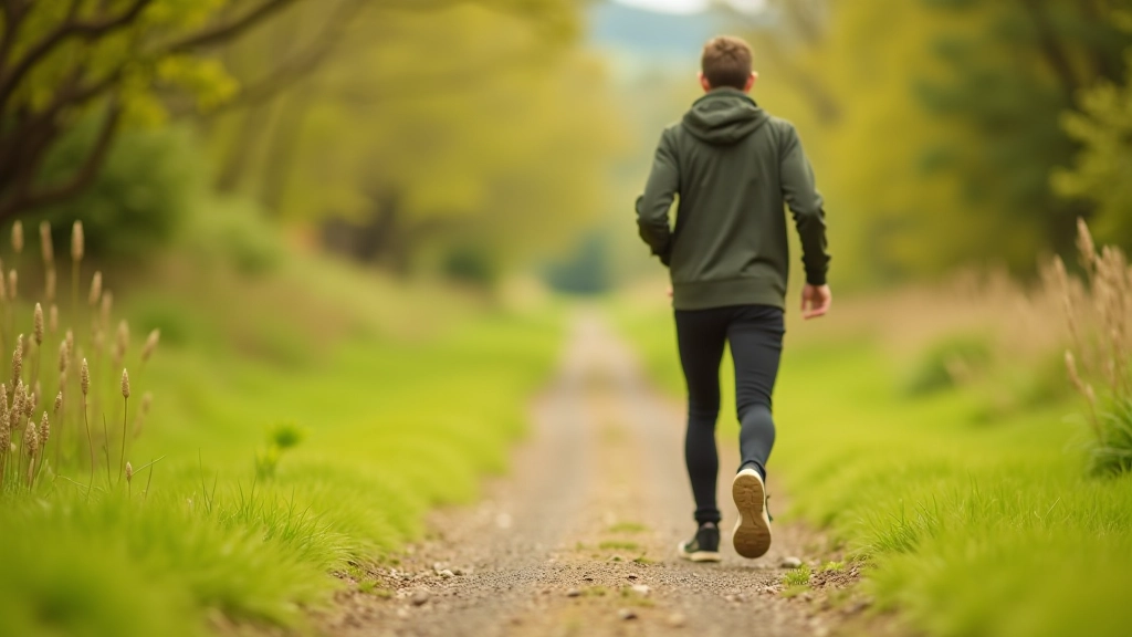Active person exercising outdoors in nature with movement and energy visible in their posture