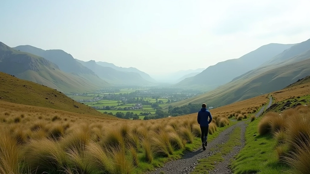 Scenic Irish landscape showing beautiful natural environment with mountains, valleys and clear weather